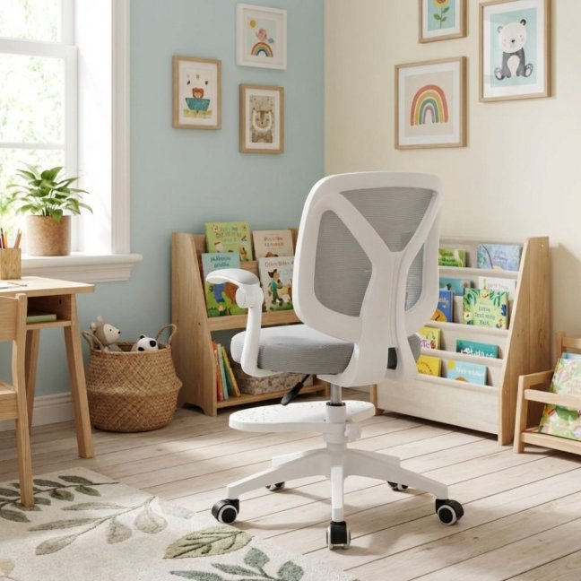 Dětská otočná židle Neoseat JUNI 010 s podnoží — látka, šedá