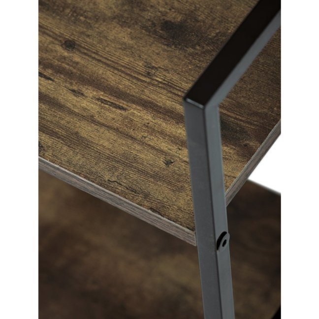 Regál UREK — kov, MDF, černá / dekor starého dřeva