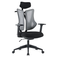 Kancelářská  ergonomická  židle MORA — síť / látka, šedá / černá