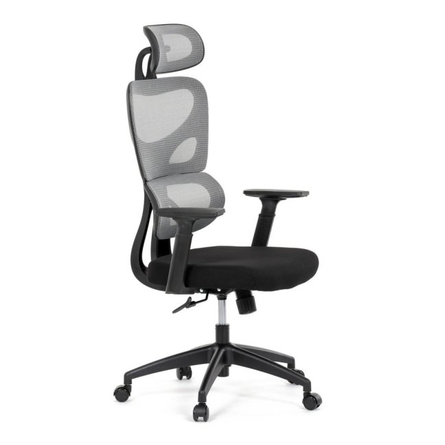 Kancelářská ergonomická židle GRANT — síť, látka, černá / šedá
