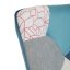 Relaxační křeslo ušák LISA + taburet — masiv, látka, modrý patchwork