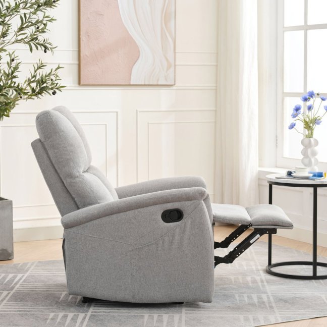 Relaxační polohovací TV křeslo ASTER — látka, světle šedá