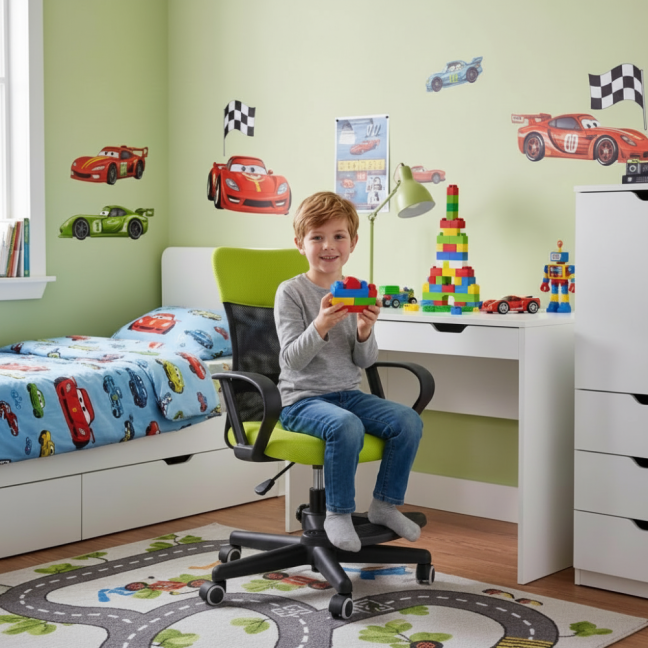 Dětská židle Neoseat MONKEY s podnoží — látka, černá / světle zelená