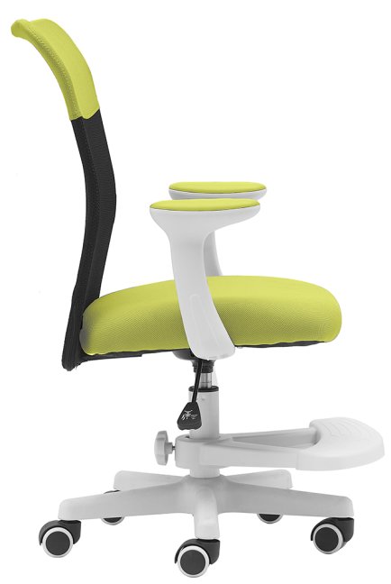 Dětská židle Neoseat MONKEY WHITE s podnoží — látka, bílá / zelená