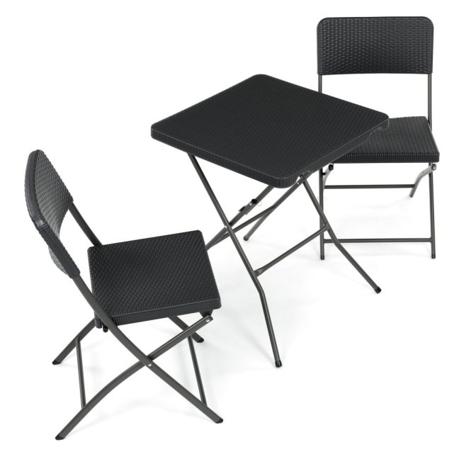 Zahradní skládací set KARAKA 1 + 2 — kov, plast, šedá