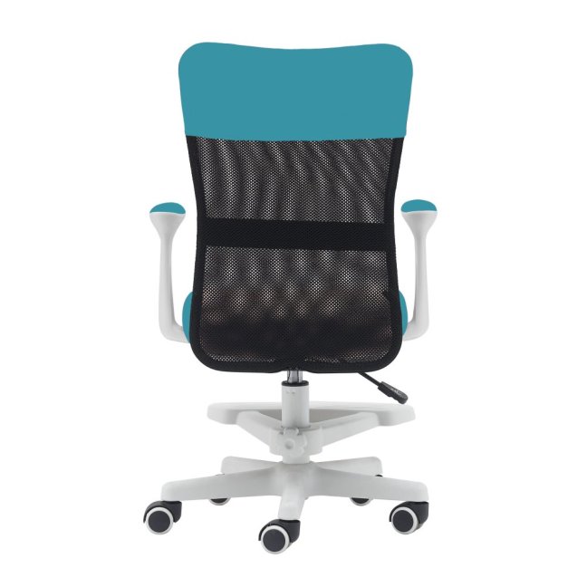 Dětská židle Neoseat MONKEY WHITE s podnoží — látka, bílá / tyrkysová