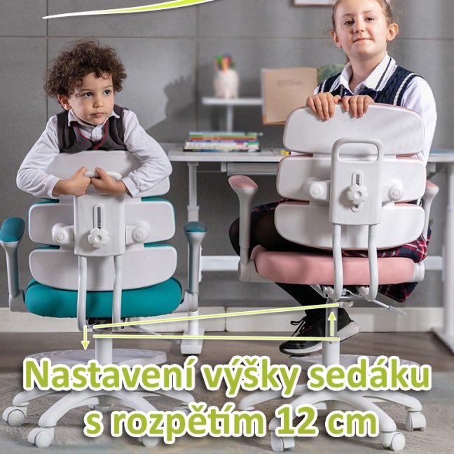 Dětská rostoucí židle Neoseat KIDDY THREE — látka, pratelný potah, zelená