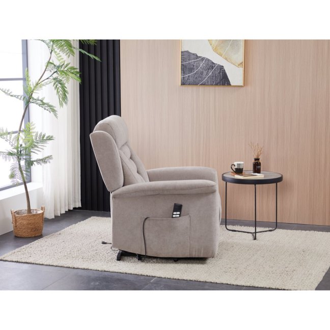 TV křeslo SARGON s elektrickým polohováním — 2 motory, látka, béžová