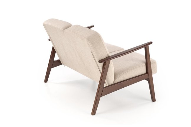 Designová dvojsedačka MILANO — masiv, látka, ořech / béžová