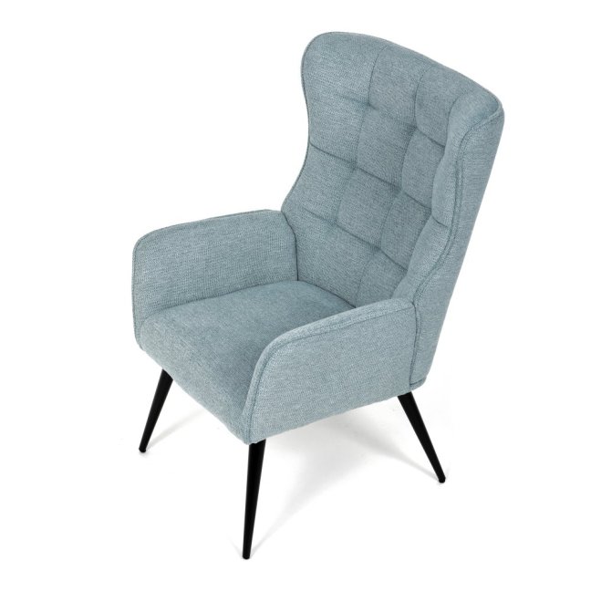 Relaxační křeslo ušák LOYD — látka, černá / mentolová