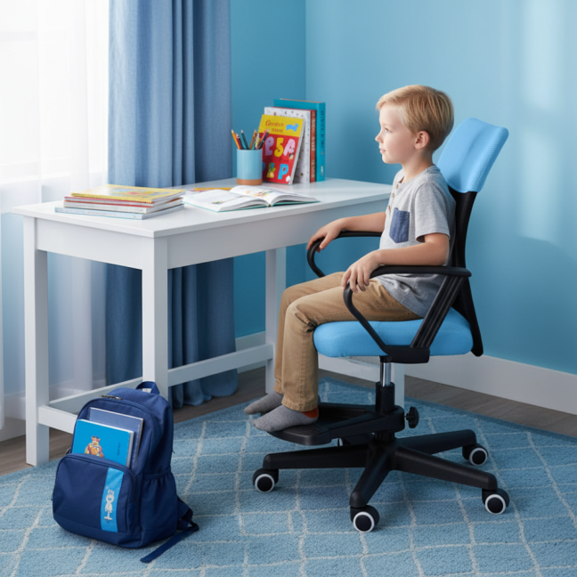 Dětská židle Neoseat MONKEY s podnoží — látka, černá / světle modrá