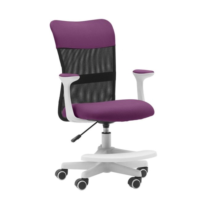 Dětská židle Neoseat MONKEY WHITE s podnoží — látka, bílá / fialová