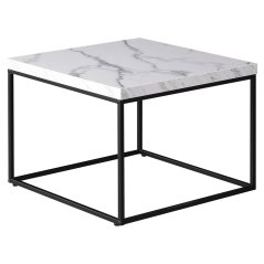 Konferenční stolek PETER — 60x60x45 cm, kov, MDF, dekor bílý mramor