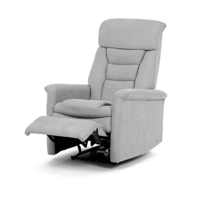 TV křeslo HUGO s elektrickým polohováním — látka, šedá