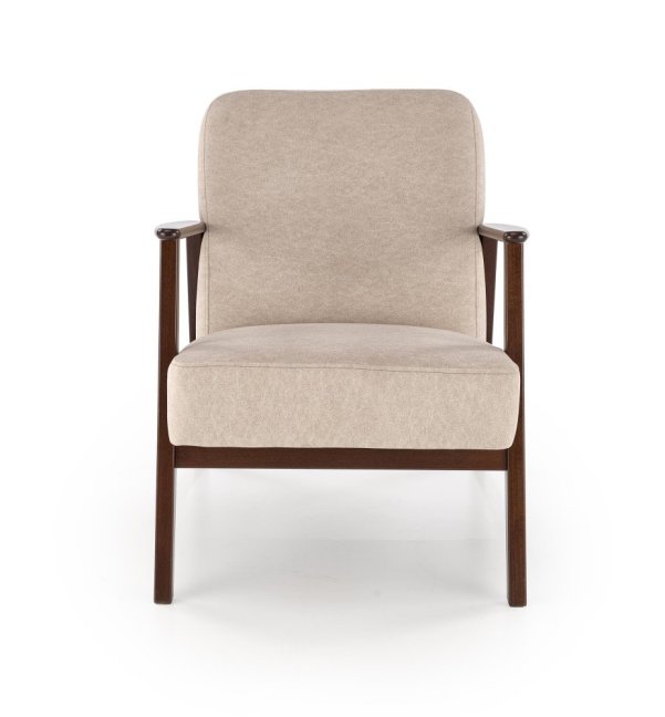 Křeslo MILANO — masiv, látka, ořech / béžová