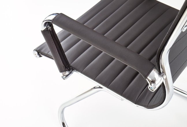 Konferenční židle PRESTIGE SKID — kov, ekokůže, černá