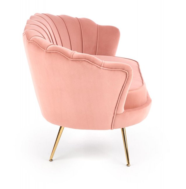 Designové křeslo AMORINITO — kov, látka, zlatá / růžová