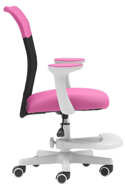 Dětská židle Neoseat MONKEY WHITE s podnoží — látka, bílá / tmavě růžová