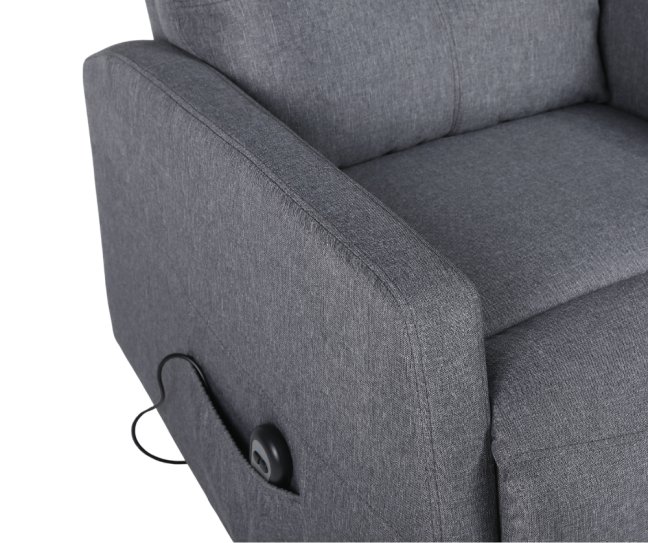 TV křeslo MODO PLUS s elektrickým polohováním — látka, šedá, nosnost 130 kg