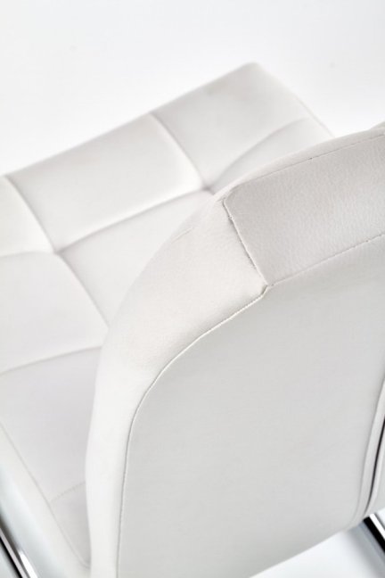 Jídelní židle KEVIN — kov, ekokůže, bílá