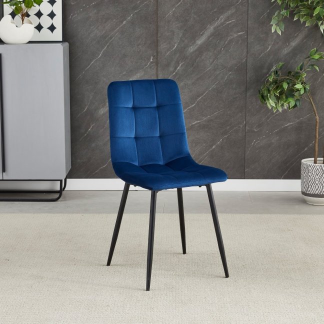 Jídelní židle THEO II — kov, samet, více barev - Barevné varianty židle THEO II: Modrá