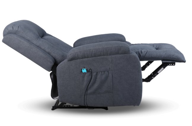 TV křeslo RIVA PLUS s elektrickým polohováním — látka, šedá, nosnost 130 kg