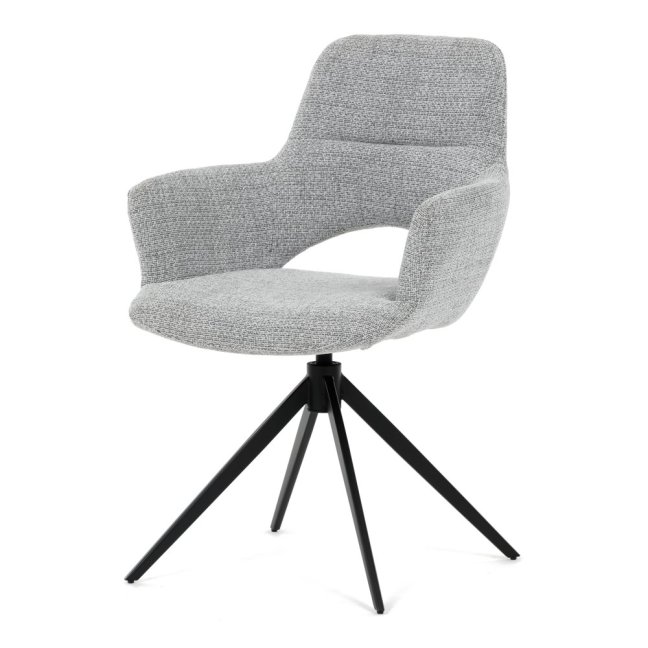 Jídelní otočné křeslo AMOS — kov, látka, šedá