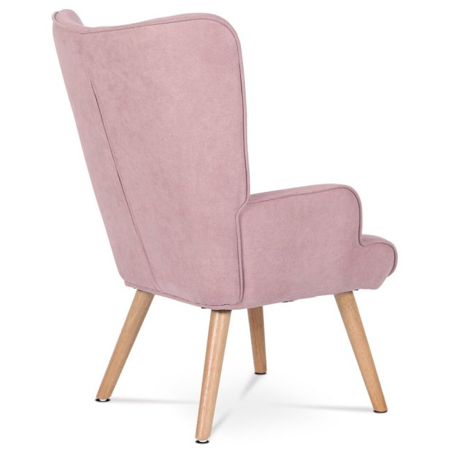 Relaxační křeslo ušák BETTY — masiv, látka, růžová