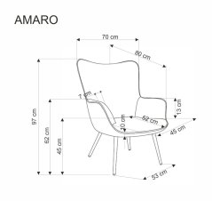 Relaxační křeslo ušák AMARO — kov, látka, přírodní / hořčicová