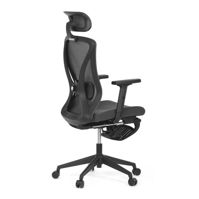 Kancelářská ergonomická židle ZANE s podnožkou — síť / látka, šedá