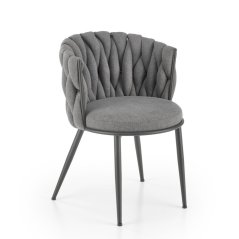 Designové jídelní křeslo MANDY — kov, látka, černá / šedá