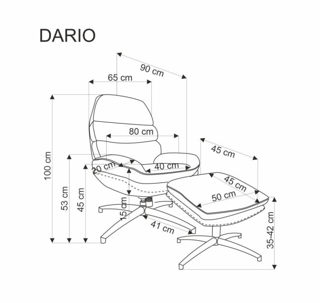 Relaxační křeslo DARIO — kov, látka, šedá