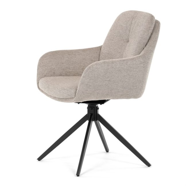 Jídelní otočné křeslo PAMELA — kov, látka, lanýžová