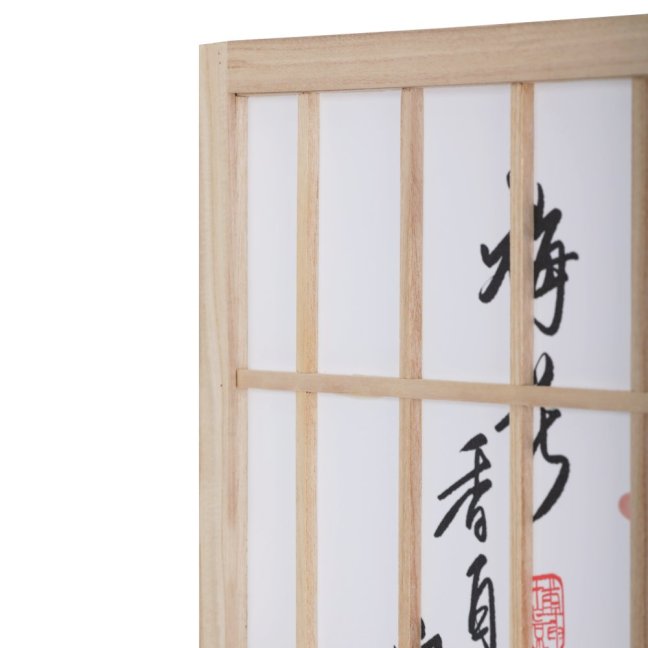 3dílný paravan SAKURA — dřevo, netkaná textilie, přírodní / bílá