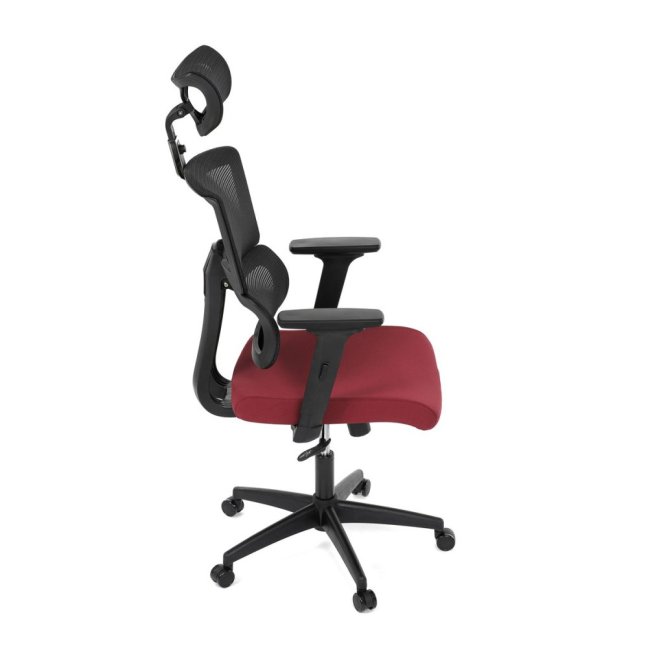 Kancelářská otočná židle BOREK — síť / látka, černá / červená