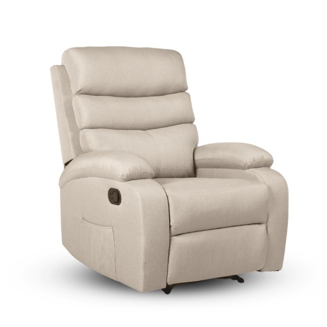Relaxační polohovací TV křeslo VELORA — látka, béžová, nosnost 130 kg