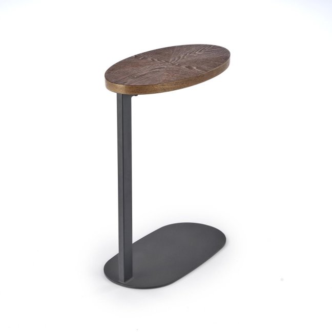 Konferenční stolek DELPHI — 48x26x58 cm, kov, MDF, černá / dekor ořech
