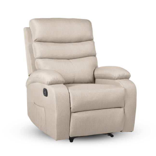 Relaxační polohovací TV křeslo VELORA — látka, béžová, nosnost 130 kg