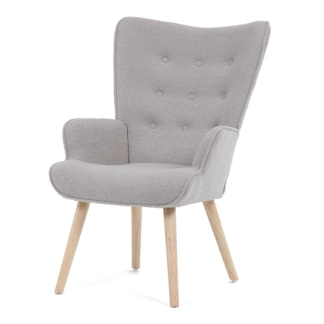 Relaxační křeslo ušák ROMEO — masiv, látka, přírodní / šedá