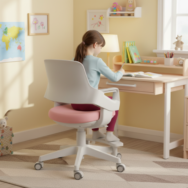 Dětská rostoucí židle Neoseat KIDDY FIVE — látka, pratelný potah, růžová
