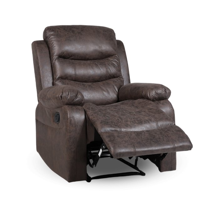 Relaxační polohovací TV křeslo HAVEN — látka, hnědá, nosnost 130 kg