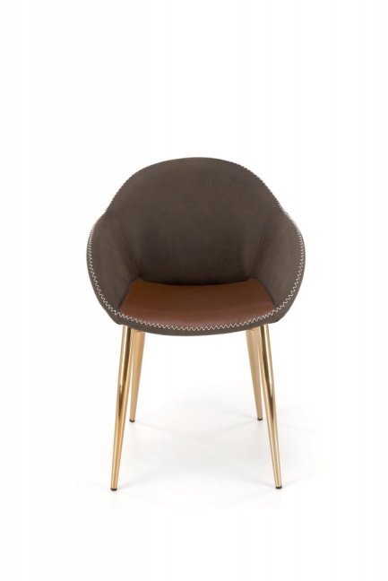 Jídelní křeslo BLAKE — kov, ekokůže, zlatá / šedá