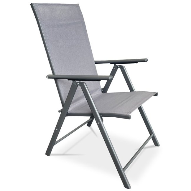 Zahradní skládací židle GABRIELA — kov, textil, šedá