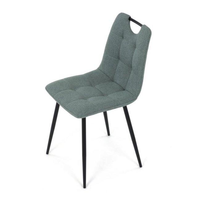 Jídelní židle KLAUDIUS — kov, látka, černá / zelená, nosnost 150 kg