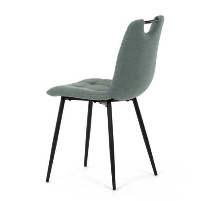 Jídelní židle KLAUDIUS — kov, látka, černá / zelená, nosnost 150 kg