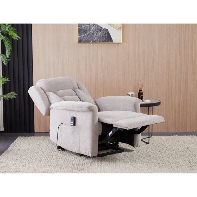 TV křeslo SARGON s elektrickým polohováním — 2 motory, látka, béžová