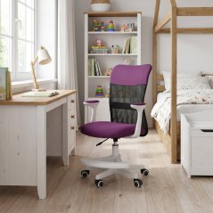 Dětská židle Neoseat MONKEY WHITE s podnoží — látka, bílá / fialová
