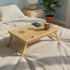 Skládací konferenční stolek NATAL — kov, bambus, přírodní