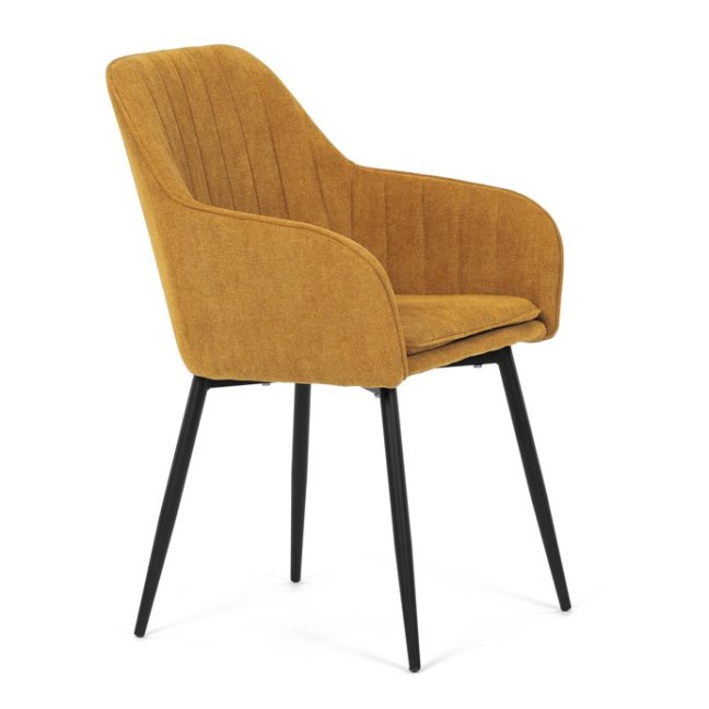 Jídelní křeslo JACOB — kov, látka, žlutá