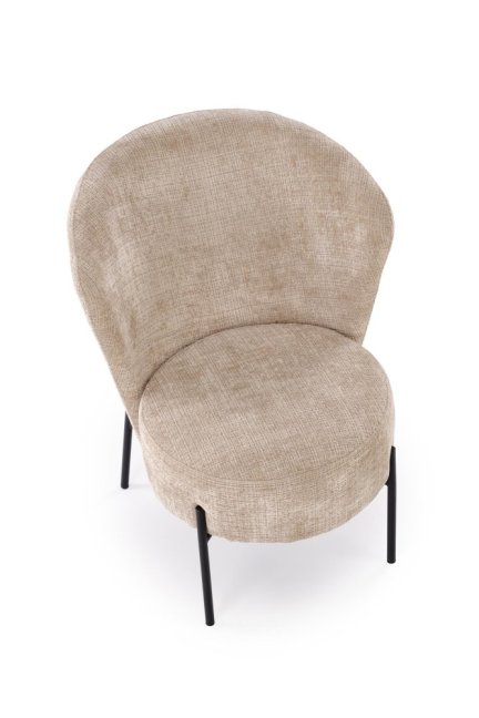 Designové křeslo CEZAR — masiv, látka, béžová